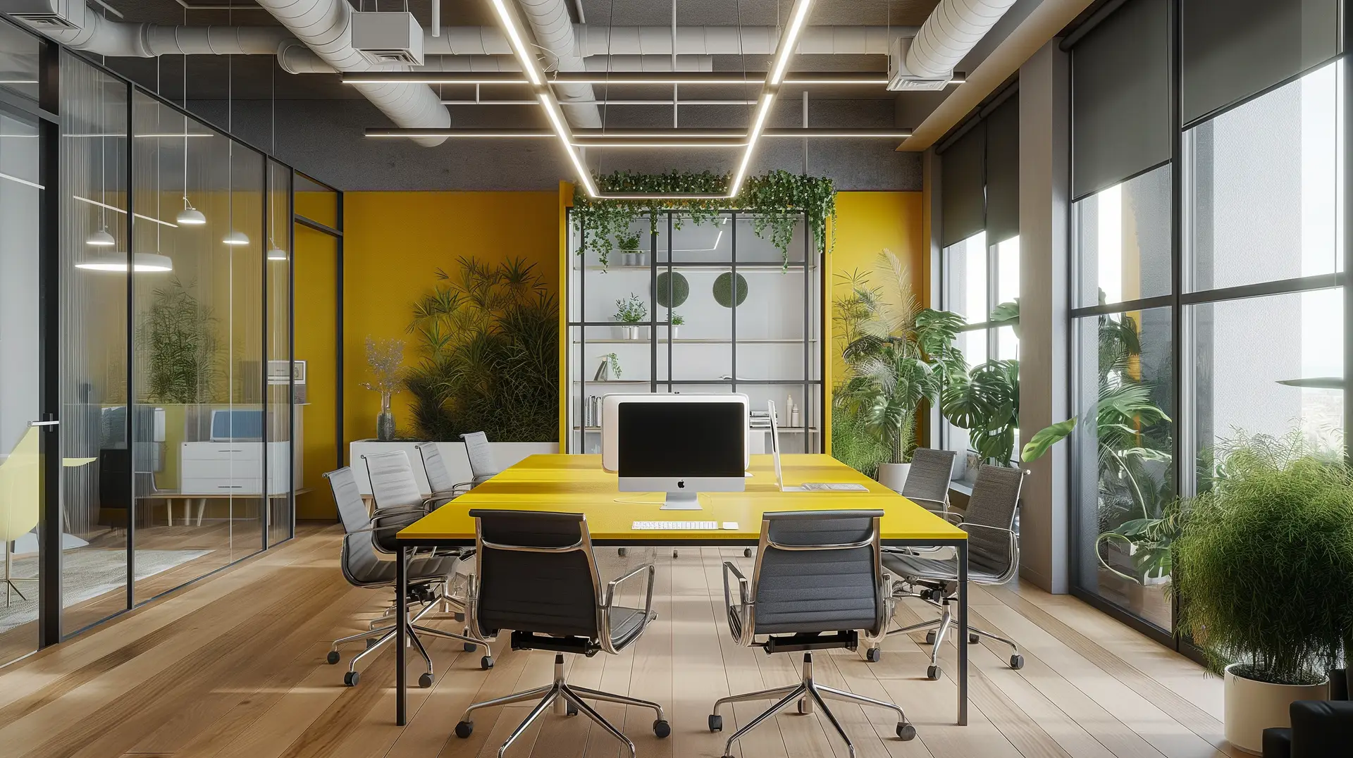 Creative agency workspace with expressive open-plan layout