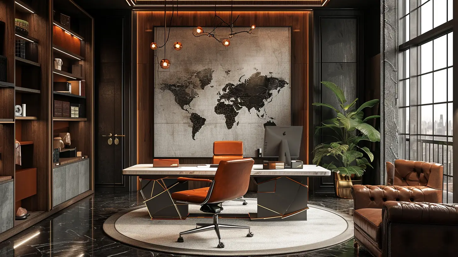 Industrial-style workplace with exposed finishes and steel